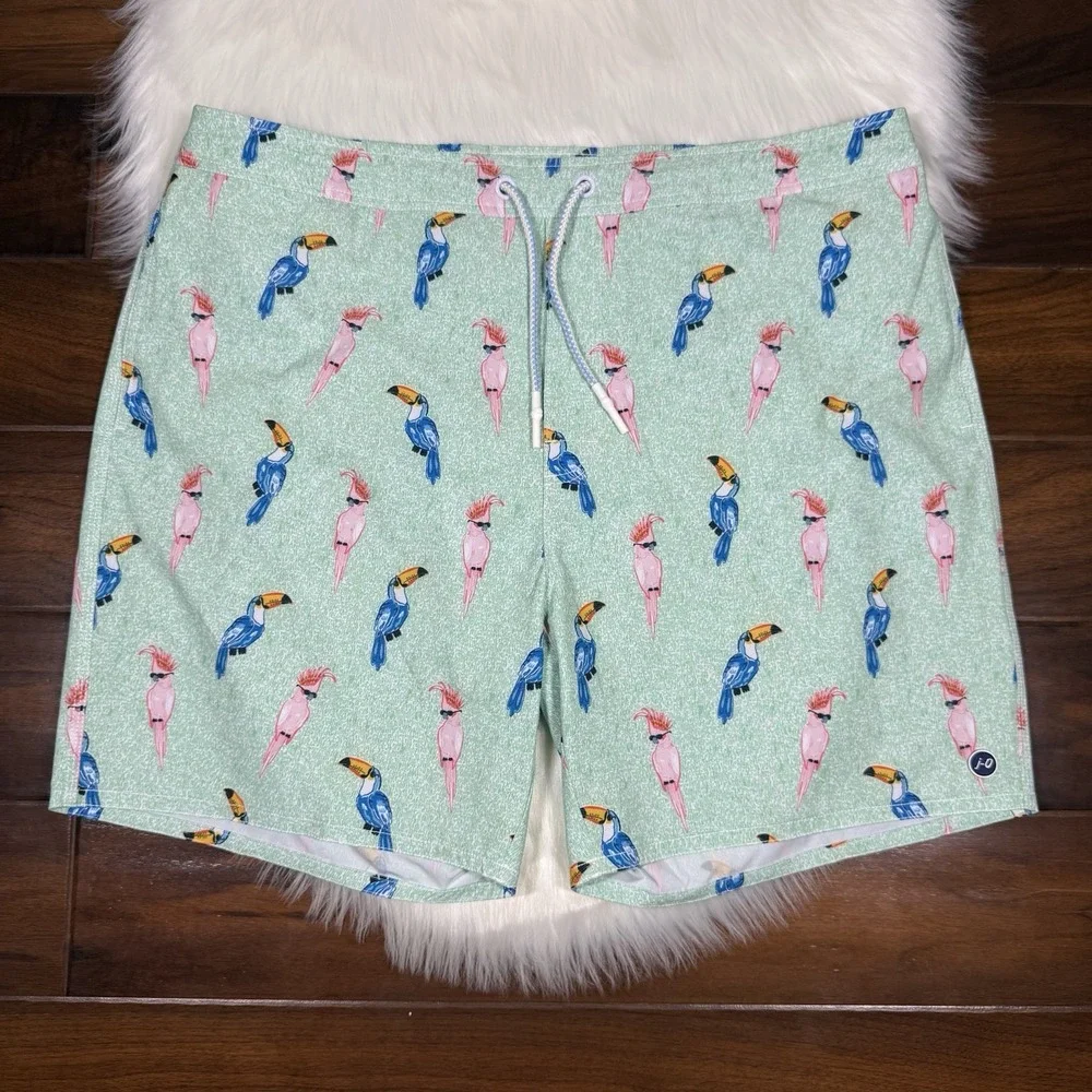 Johnnie-O Men's Size XXL Birds of Paradise Lined Swim Trunks Board Shorts‎